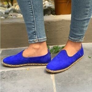 Turkish Modern Rafike Basin Street Blues Nubuck Slipper Loafer Shoes Size 40